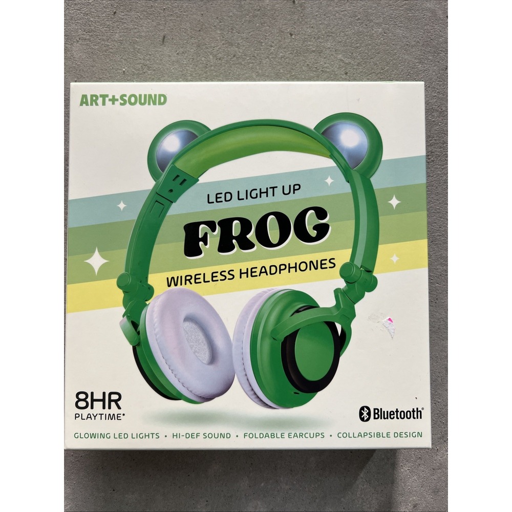 Art+Sound‎ LED Light Up Frog Wireless Collapsible Headphones